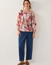 Piper Floral Print Blouse, Orange (ORANGE), large