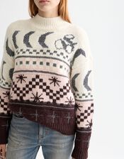 Scotch & Soda Metallic Celestial Fair Isle Jumper, Multi (MULTI), large