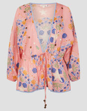 Mabel Shell Print Kaftan Top, Orange (PEACH), large