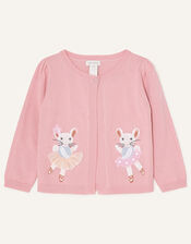 Baby Embroidered Mice Cardigan, Pink (PINK), large