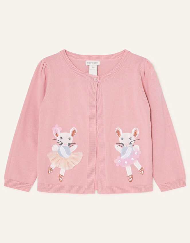 Baby Embroidered Mice Cardigan, Pink (PINK), large