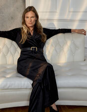 Sheena Stretch Velvet Wide-Leg Jumpsuit, Black (BLACK), large