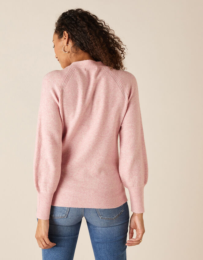 Tie Neck Knit Jumper, Pink (BLUSH), large