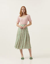 Mirla Beane Pleated Checkerboard Midi Skirt , Multi (MULTI), large
