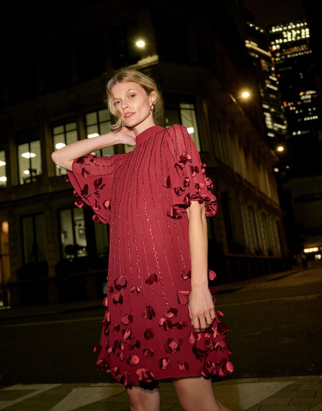 Carly Tunic Petal Dress, Red (RED), large