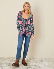 Patch Print Jersey Long Sleeve Top, Multi (MULTI), large