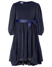Sparkle Long-Sleeve Dress, Blue (NAVY), large