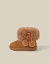 Toddler Fluffy Faux Suede Boots, Tan (TAN), large