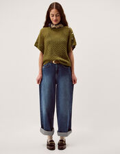 Bree Button Knit Jumper, Green (GREEN), large