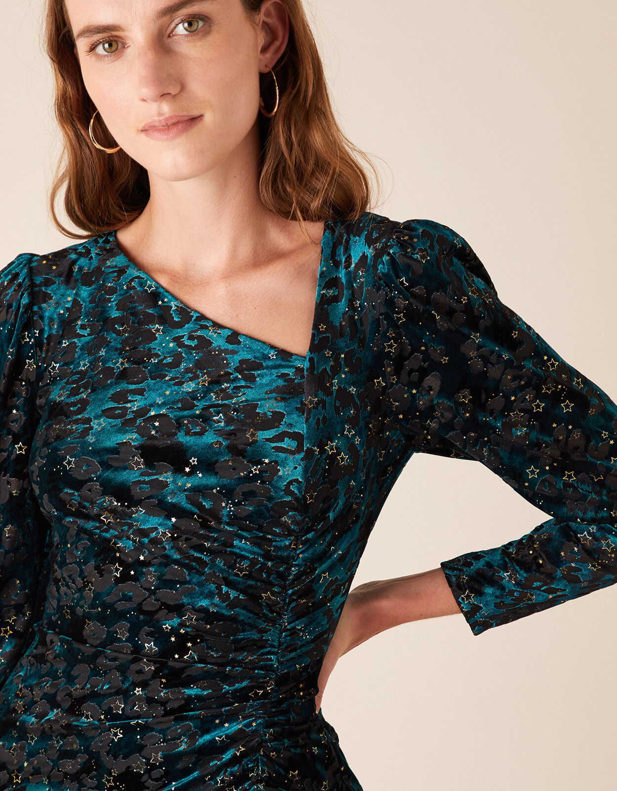 Monsoon teal sales velvet dress