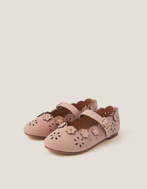 Flower Cutwork Ballet Flats, Pink (PINK), large