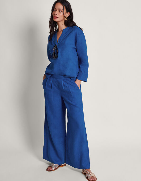 Solene Wide Leg Trousers, Blue (COBALT), large