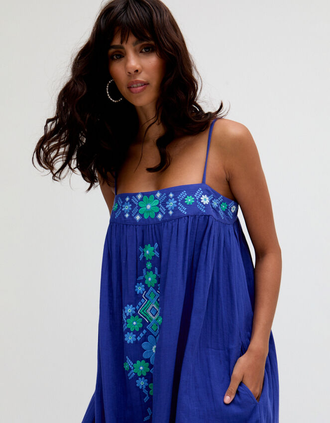Raffya Thea Embroidered Maxi Dress, Blue (BLUE), large