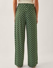 Daisey Geometric Wide Leg Pants, Green (KHAKI), large