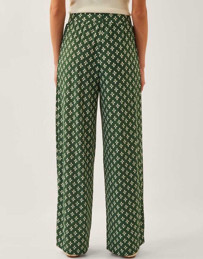 Daisey Geometric Wide Leg Pants, Green (KHAKI), large