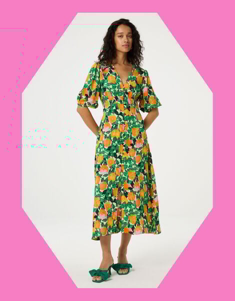 Fabienne Chapot Ana Fruity Floral Midi Dress, Green (GREEN), large