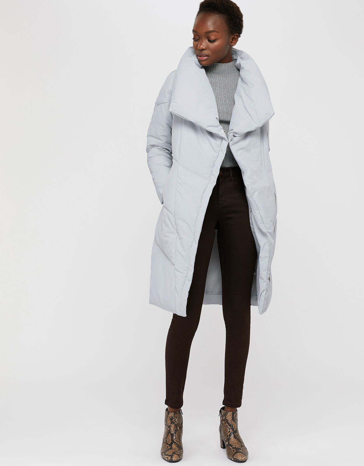 Dhalia Long Duvet Coat Grey