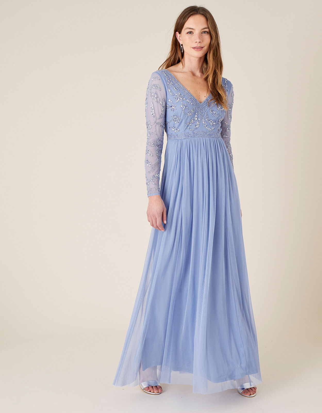 ARTISAN Leela Embroidered Maxi Dress Blue Evening Dresses Monsoon Global