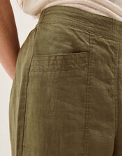 Lucy Regular Straight Leg Linen Pants, Green (KHAKI), large