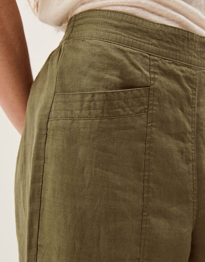 Lucy Regular Straight Leg Linen Pants, Green (KHAKI), large