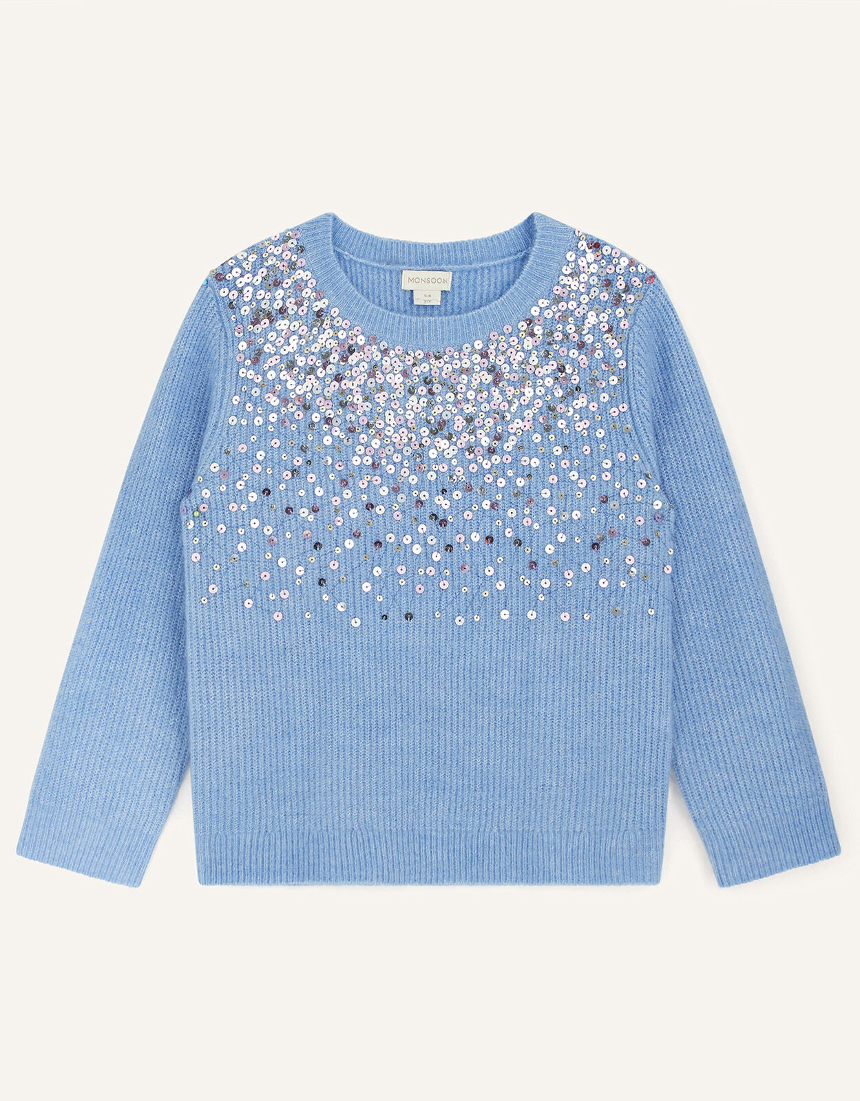Sequin Knit Jumper Blue Girls Tops T shirts Monsoon Global