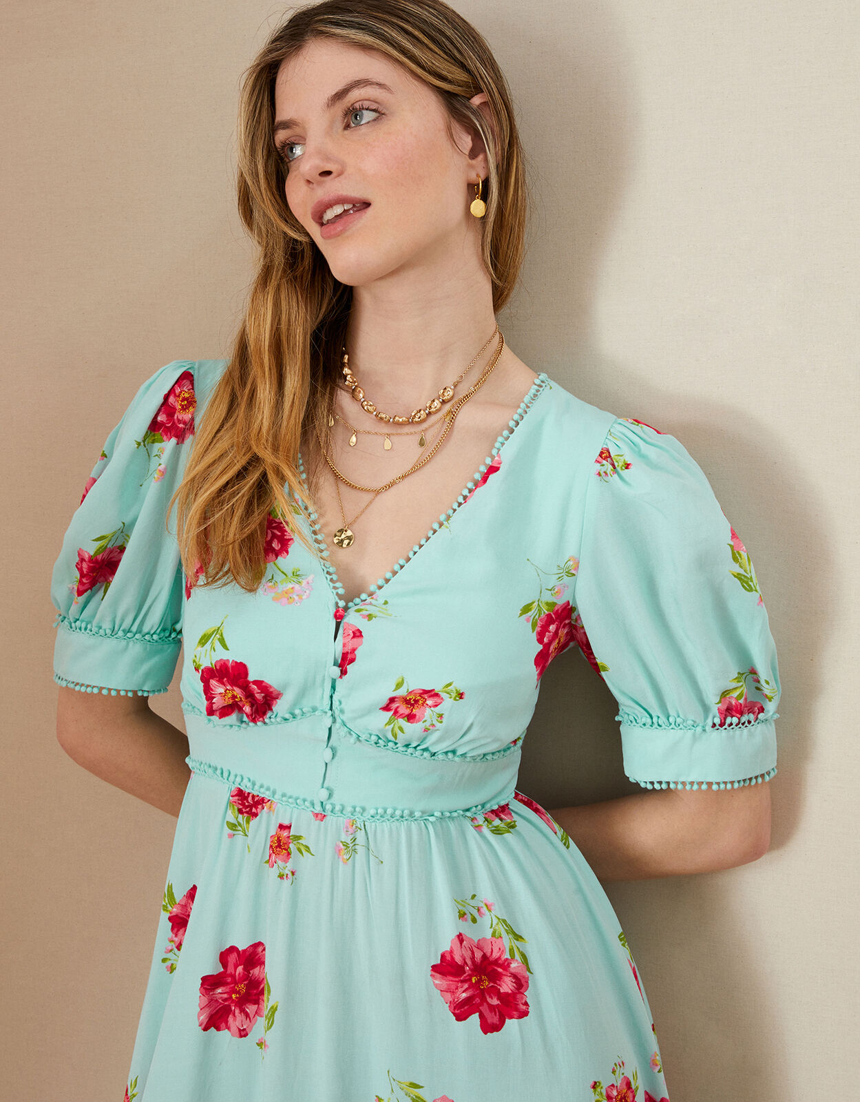 Tilly Floral Midi Dress with LENZING ECOVERO Blue