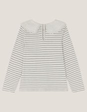 Jewel Stripe Collar Top, Ivory (IVORY), large