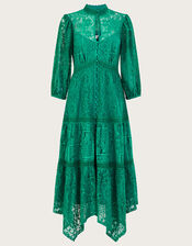 Rhea Lace Shirt Dress, Green (GREEN), large