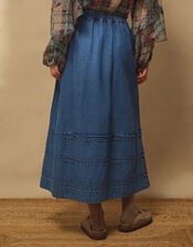 East Renata Denim Midi Skirt, Blue (DENIM), large