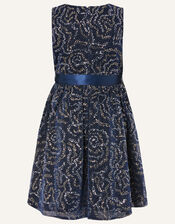 Remmel Sequin Sparkle Frill Dress , Blue (NAVY), large
