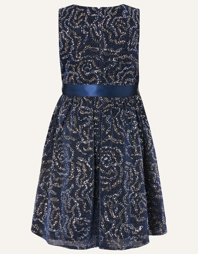 Remmel Sequin Sparkle Frill Dress , Blue (NAVY), large
