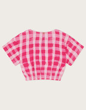 Check Crop Top, Pink (PINK), large