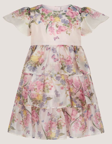 Baby Botanical Print Tiered Party Dress, Pink (PINK), large