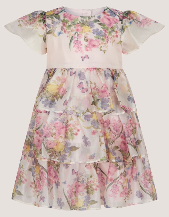 Baby Botanical Print Tiered Party Dress, Pink (PINK), large