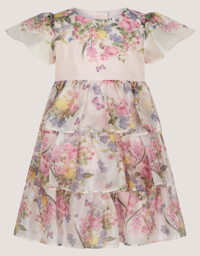 Baby Botanical Print Tiered Party Dress, Pink (PINK), large