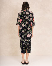 One Hundred Stars Rachel Blossom Midi Dress, Black (BLACK), large