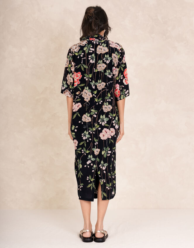 One Hundred Stars Rachel Blossom Midi Dress, Black (BLACK), large