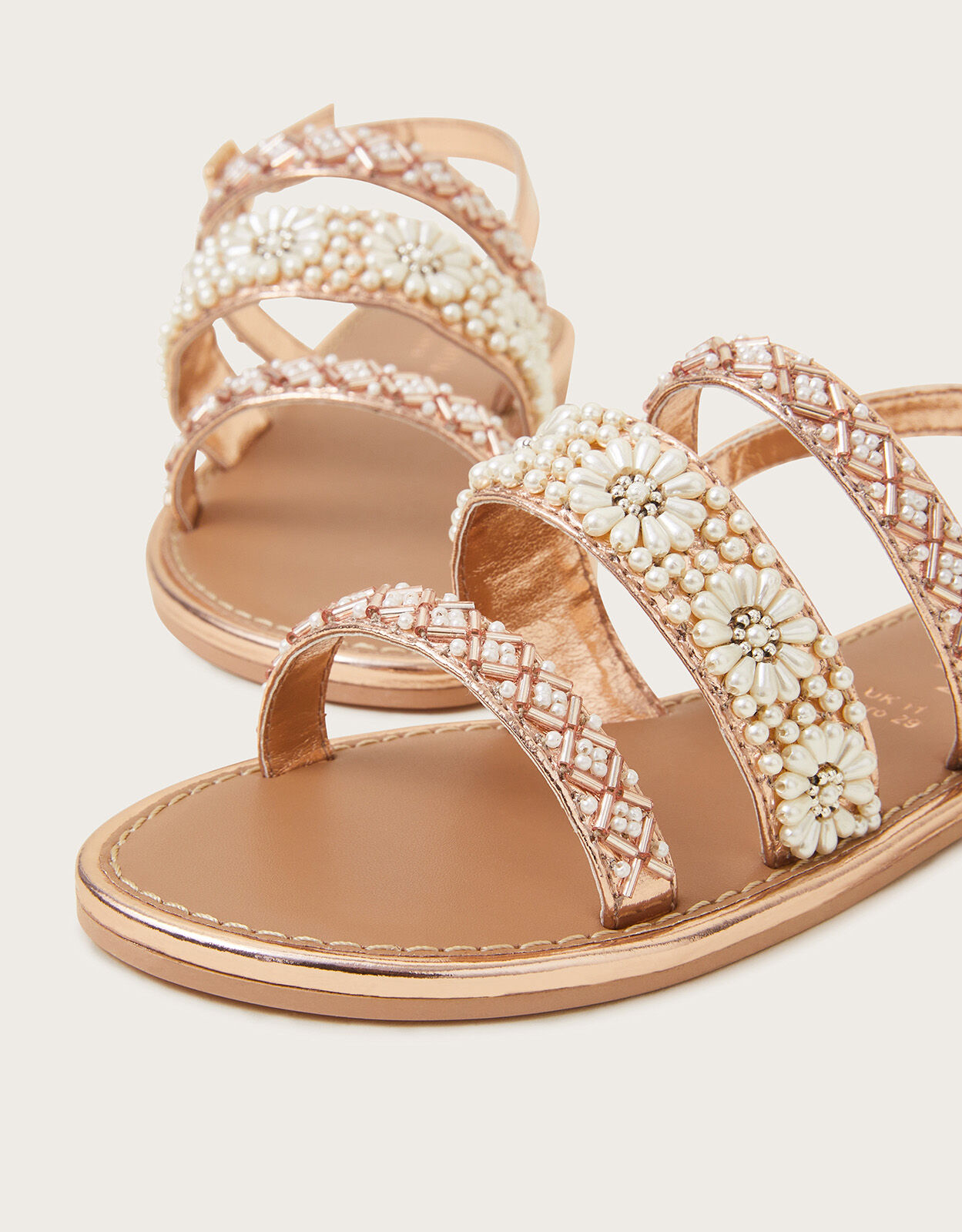 Pearl Flower Embellished Sandals Gold Girls Sandals Monsoon