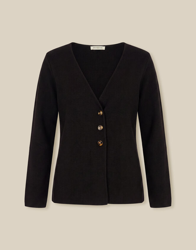 Saf V-Neck Crossover Cardigan, Black (BLACK), large