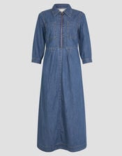 Bonnie Zip Denim Shirt Dress, Blue (MID AUTHENTIC BLUE), large