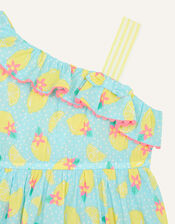 Baby Lemon Print Dress, Blue (TURQUOISE), large