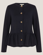 Prune Peplum Cardigan, Blue (NAVY), large