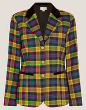 Monsoon x Sarah Corbett-Winder Tartan Blazer, Yellow (YELLOW), large
