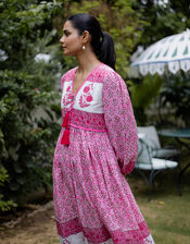 Dilli Grey Jackie Floral Tunic Midi Dress, Pink (PINK), large