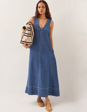 Tara A-Line Denim Dress, Blue (MID AUTHENTIC BLUE), large