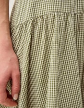 Gaia Gingham Midi Skirt, Green (GREEN), large