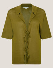 Tia Tie Knitted Cardigan, Green (GREEN), large