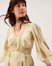 Lydia V-Neck Shimmer Midi Dress, Cream (CREAM), large