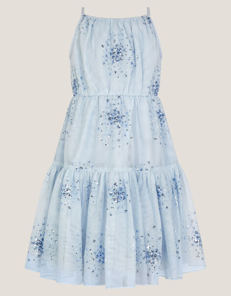 Tilly Sequin Tiered Party Dress, Blue (PALE BLUE), large