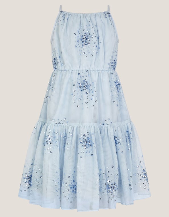 Tilly Sequin Tiered Party Dress, Blue (PALE BLUE), large